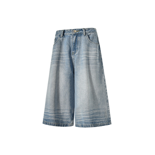 lemanism美式潮流复古牛仔七分裤男2026春季新款情侣款休闲短裤女