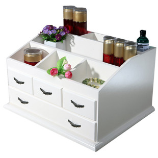 抽屉式木质首饰置物架大容量桌面美甲柜欧化妆护肤品梳妆台收纳盒