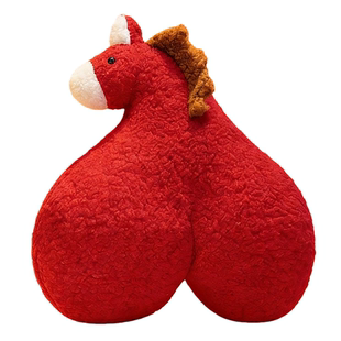 日本LEEQEJ新年屁屁马抱枕拍马屁玩偶马年吉祥物沙发靠枕靠垫礼物