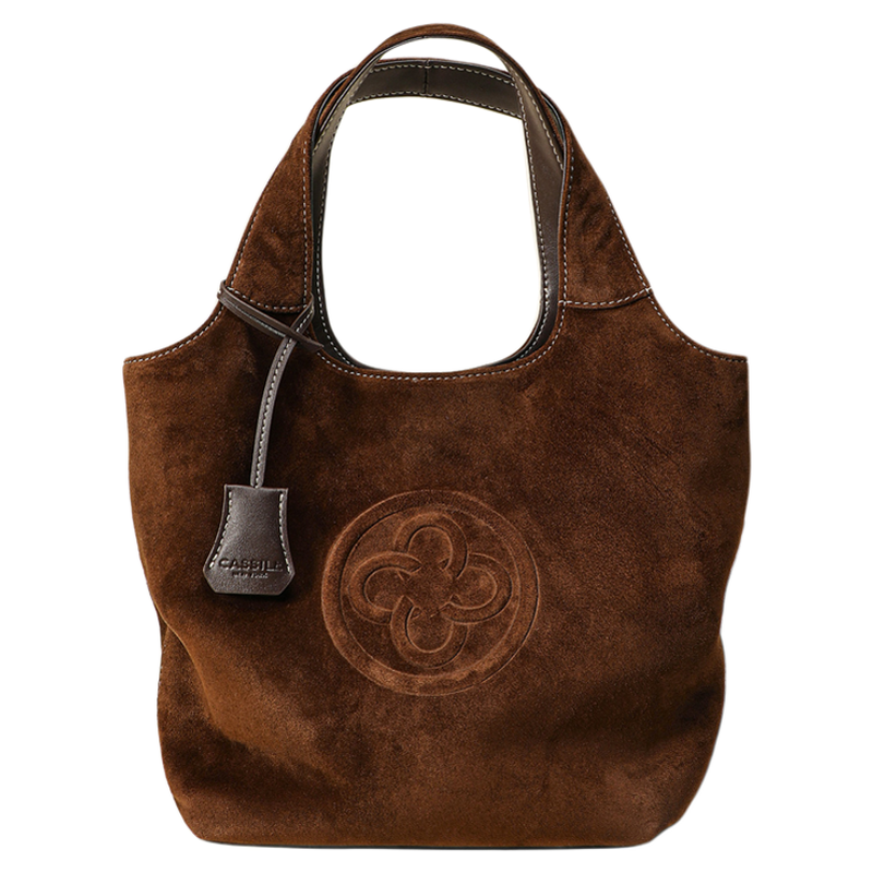 卡思乐手提女包2026新款高级绒面羊皮MINI马甲托特包深咖小菜篮包