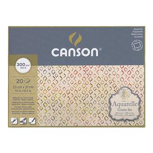 新品CANSON康颂Aquarelle水彩纸 水彩本四面封胶20页 线圈12页 300克 60%棉浆 毛边无酸 中粗 粗纹56x76cm 2K