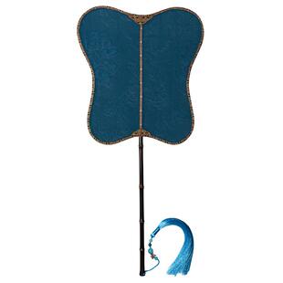 苏州手工真丝花罗团扇长柄宫扇唐宋旗袍汉服新娘双面古风结婚扇子