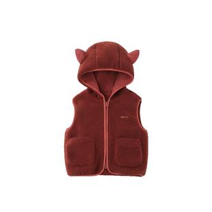 [小年兽羊羔绒]齐齐熊宝宝马甲秋冬款男童外套加绒坎肩红色新年款