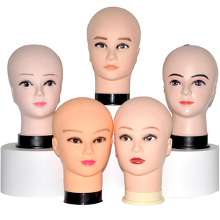 假发模特头支架公仔头模优质软胶小光头化妆美容练习模型头道具