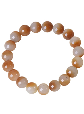 凤飞凰天然和田玉糖白玉圆珠手链