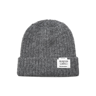 大头围灰色毛线帽子女冬2025新款保暖护耳冷帽堆堆帽显脸小针织帽