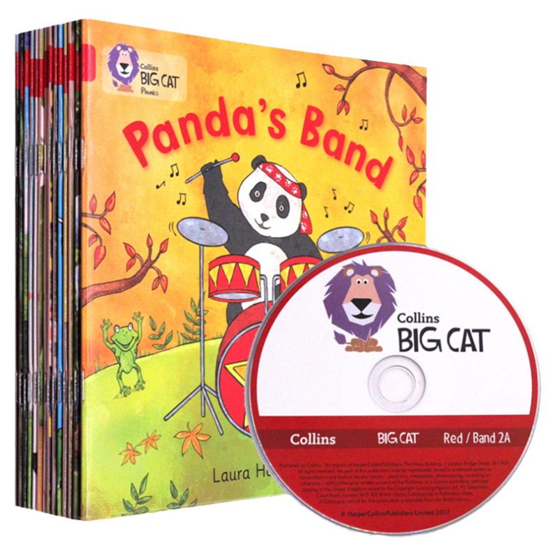 大猫自然拼读法2 collins Big Cat Red A Band2A 带CD 英文原版 红色套装全14册4-6岁儿童学习 phonics教材幼儿园阶段分级阅读读物