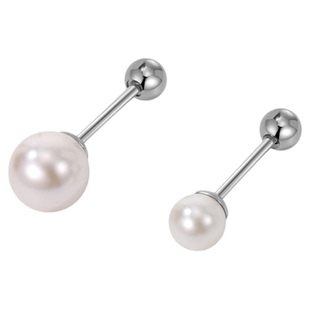 S999纯银迷你珍珠耳钉螺丝拧扣2026新款爆款睡觉免摘养耳洞耳环