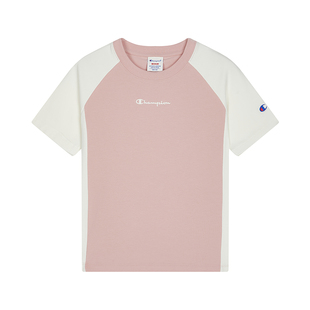 Champion冠军短袖T恤女2026春季新款休闲风插肩袖撞色显瘦上衣潮