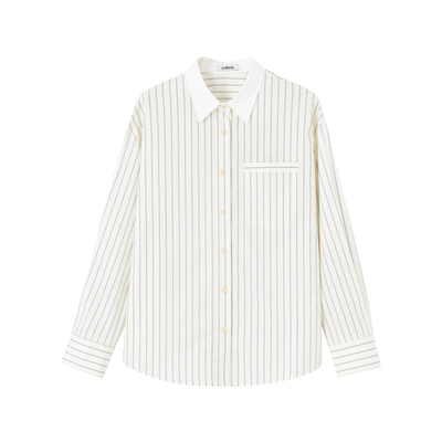 indicia标记商场同款25夏新款简约质感慵懒风条纹衬衫 F2B5CS109C