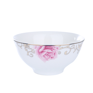 宫廷玫瑰陶瓷餐具汤碗四方米饭韩式反口碗骨瓷逐鹿4.5寸中式家用