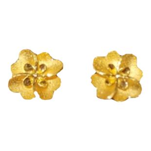 18K金花月佳期系列爱心四叶草耳钉 女黄金纯银小花朵耳环耳饰礼物