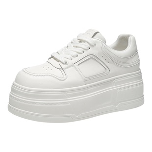 星期六松糕厚底休闲鞋女超高跟2026春季新款小个子系带增高小白鞋