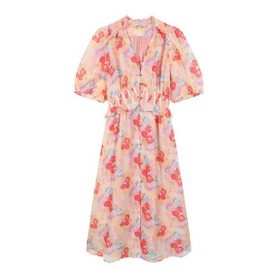 tanni复古撞色收腰显瘦连衣裙