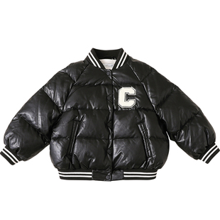 女童羽绒服2024冬季新款PU皮免洗儿童羽绒服男防寒保暖90绒23150