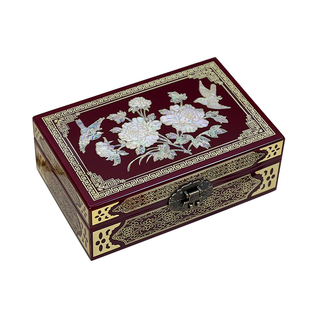 螺钿漆器首饰盒贝壳镶嵌轻奢国潮款妆奁古风化妆盒结婚三金收纳盒