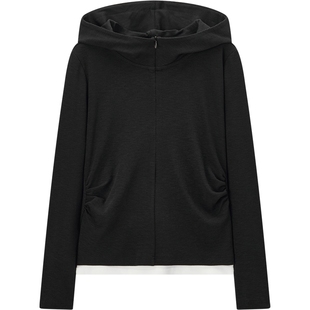 爱居兔假两件连帽针织衫卫衣女2025年秋季新款半拉链运动休闲上衣