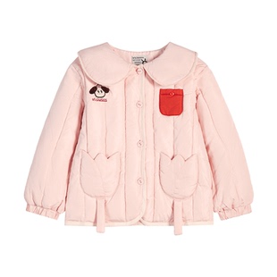viciusss女童棉服短款2025新款娃娃领小棉袄女宝甜美冬装棉衣外套