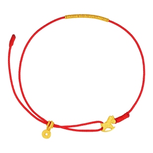 潮宏基好事发生黄金手链足金手绳生肖马骐骥红绳本命年礼物 计价