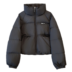 超好看绝美紫色短款小个子立领羽绒服女2025冬季新款加厚泡芙外套