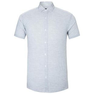 才子男装短袖白色衬衫男夏季商务正装修身职场通勤上班休闲白衬衣