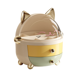 桌面收纳盒高颜值整理盒防尘置物架杂物文具化妆品翻盖可爱储物盒