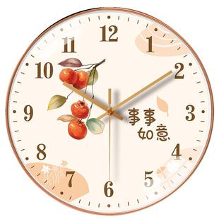 中国风钟表现代简约静音时钟挂墙装饰家用石英钟客厅卡通创意挂钟