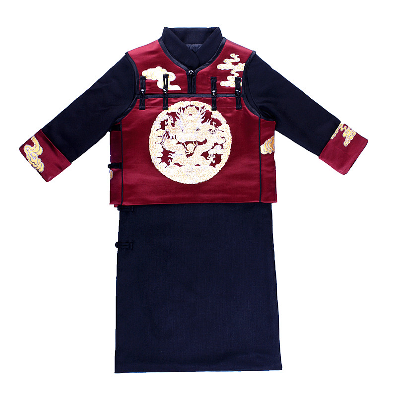 男童民国风生日礼服马褂龙袍唐装