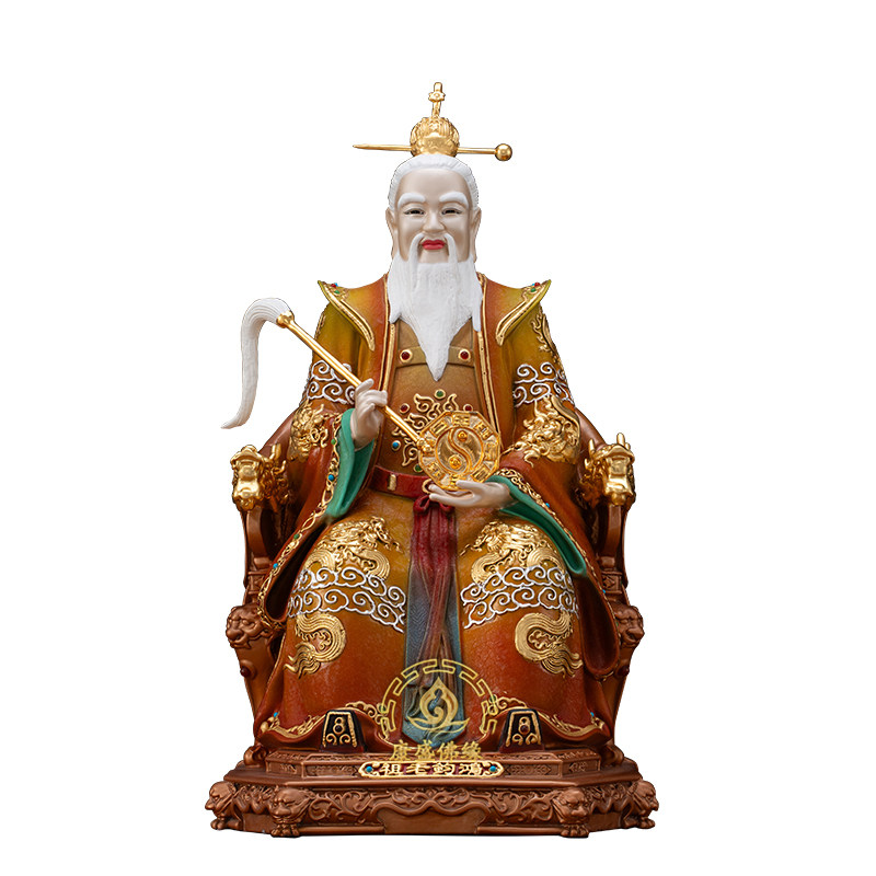 鸿钧老祖神像全铜彩绘神像摆件