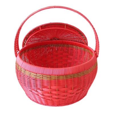 红色拜神鸡蛋篮祖宗家用带盖