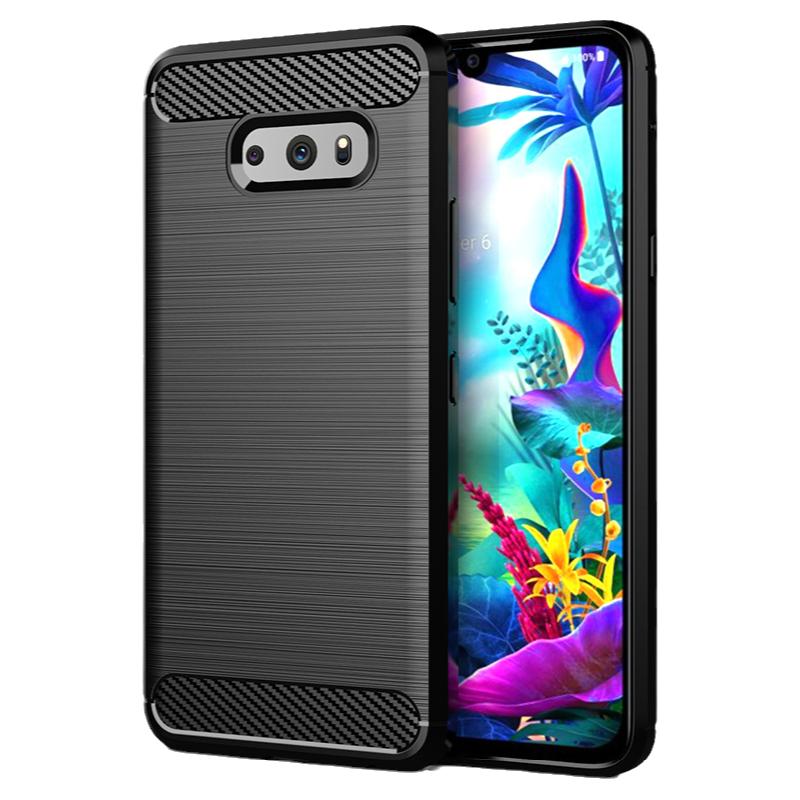 适用LG V50S Thinq手机壳LM-V510N保护套拉丝碳纤维纹简约防滑防指纹防摔软壳