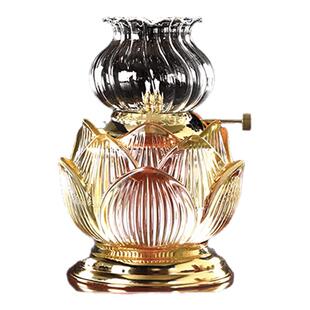 佛具用品油灯供佛灯家用酥油灯防风灯罩玻璃油灯调光大号促销