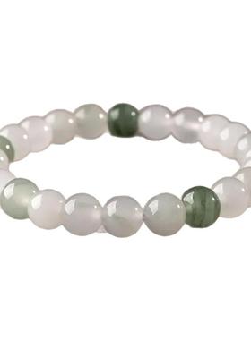 天然天山翠手串女男新疆金丝玉白玉翡翠绿玉石珠子散珠串珠手链