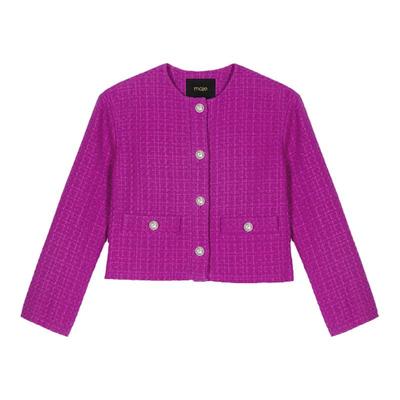 Maje法式多巴胺短款花呢外套上衣