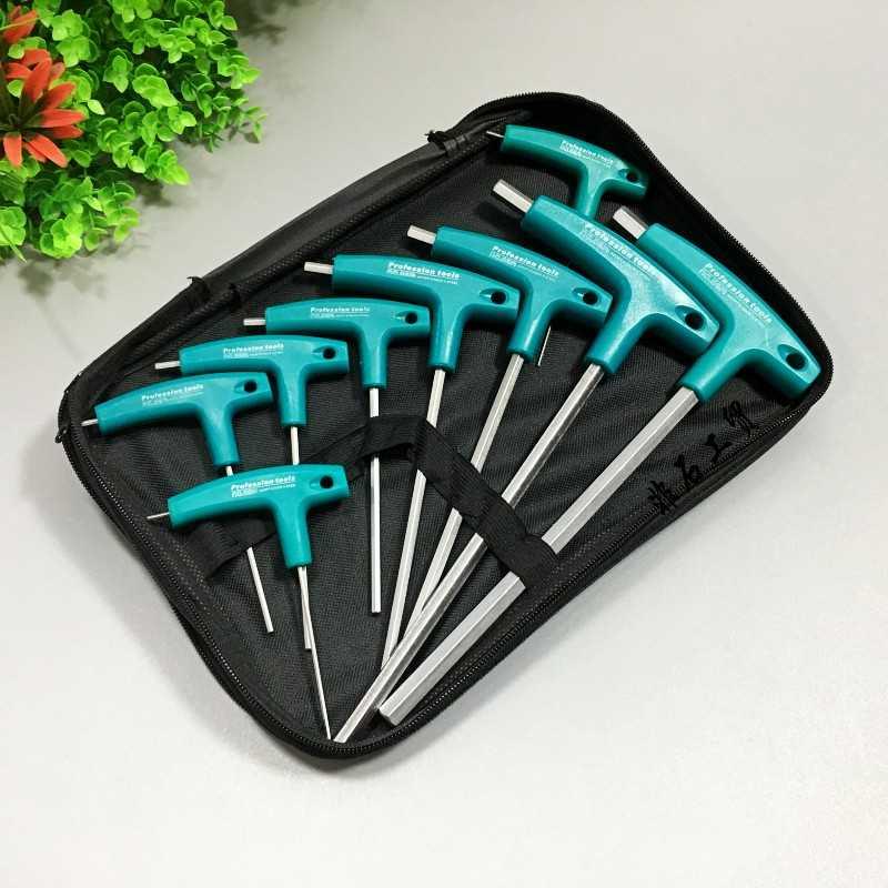 鹏工0614/T型内六角内六角内扳手6/7/9件套装型平头/拐杖六方