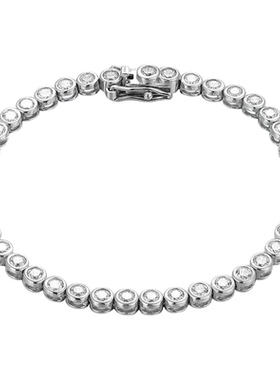 魔猫昭昭单排钻手链铜镶锆石手环简约欧美新款女士圆形手饰品莫桑