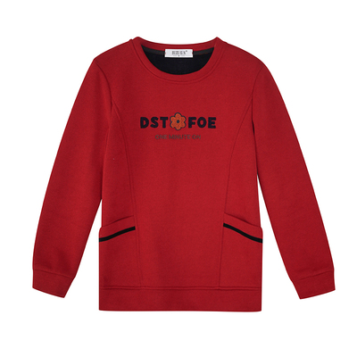 狐族薄款宽松刺绣卫衣女圆领刺绣