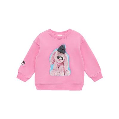 moomoo童装女童卫衣秋冬潮流图案卫衣休闲假两件式柔软加绒加厚