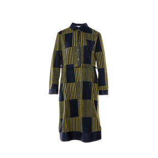 柯利亚诺春秋专柜同款黑绿花A型拼接衬衫裙  LT6016 ￥5880