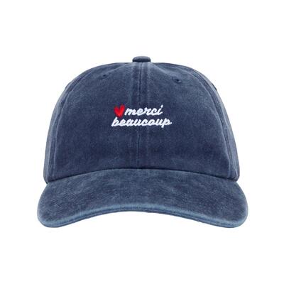 Friday Feelin MERCI BEAUCOUP 老爹帽 蓝色REVOLVE小众新款