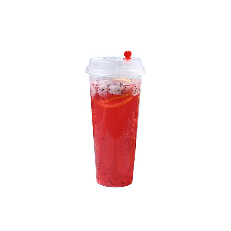 定制logo一次性500ml700ml加厚磨砂注塑网红奶茶杯果汁冷饮杯带盖