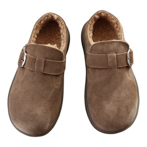 牛皮复古棉鞋女冬季保暖软底百搭魔术贴加绒女鞋厚底毛毛勃肯鞋女