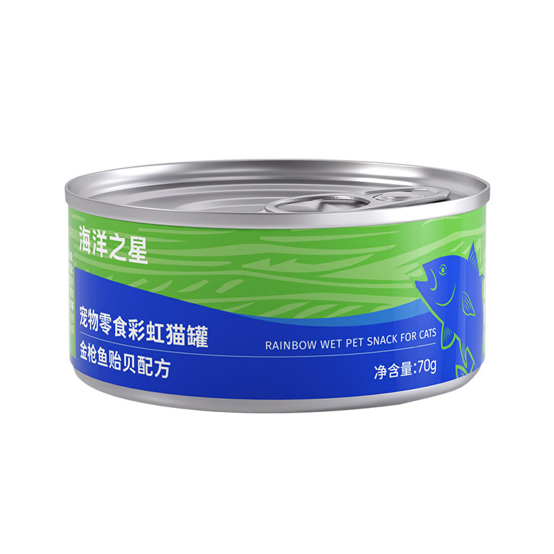 海洋之星彩虹猫罐头补水补营养美毛护肤增肥长肉猫咪零食罐头70g