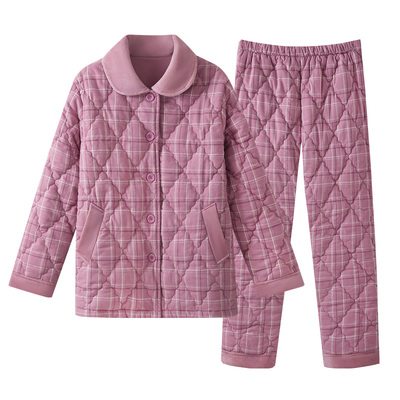 三枪纯棉加厚睡衣女士