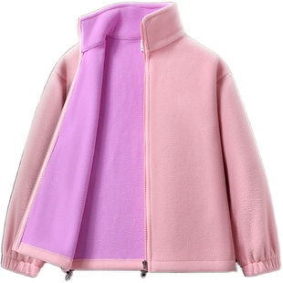 男童摇粒绒外套女童秋冬款抓绒上衣2023新款儿童双面绒开衫卫衣厚