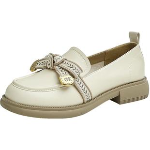 Tata他她通勤奥莱乐福鞋秋季新款方跟小皮鞋女单鞋WCPA1CA4