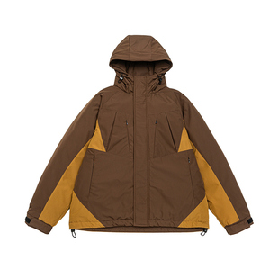 美式复古连帽短款羽绒服男咖色加厚保暖宽松外套冬季2025加肥大码