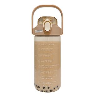 夏季玻璃水杯女士大容量1000ml水壶便携男吸管刻度目标喝水杯子瓶