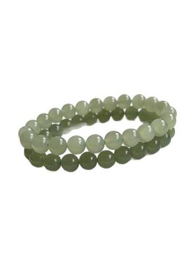 和田玉8mm圆珠晴水湖水绿手串
