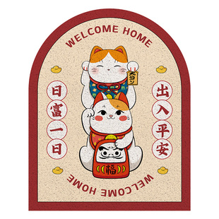 招财猫门口地垫进门可裁剪入户门垫丝圈家用地毯入门出入平安脚垫